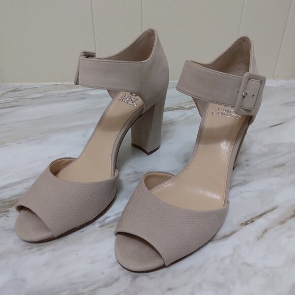 Vince Camuto |  Shelbin 3 Tan Suede Ankle Strap Sandal Size Block Heel | Size10M - Picture 2 of 15